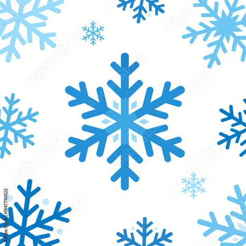 [Vector EPS]Blue Snowflakes Pattern with Various Sizes and Shapes