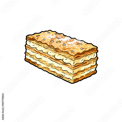[Vector EPS]Delicious multi-layered cream filled pastry cake
