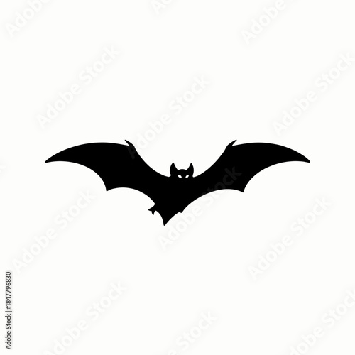 [Vector EPS]Black silhouette of a bat flying against a white background