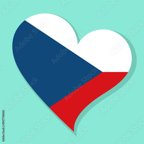 Isolated national flag of Czech. Love flag of The Czech Republic. Czech heart-shaped flag color background vector illustration.