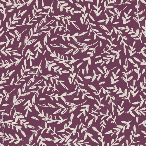 Seamless pattern with hand drawn meadow bold flowers. Floral Block Prints inspired by printmaking in Christmas color combinations