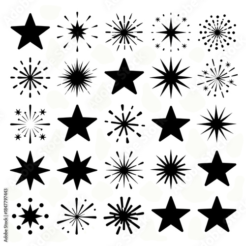 [Vector EPS]Set of various black star and burst shape designs