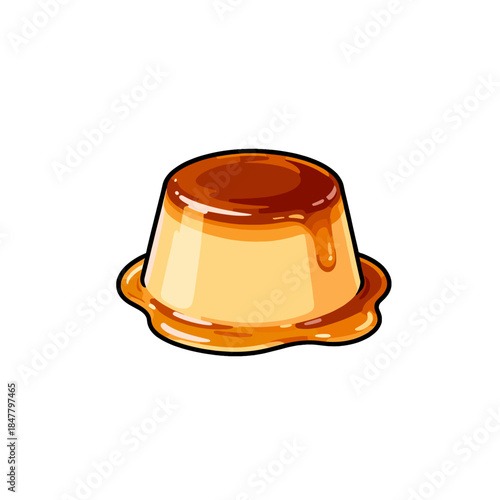 [Vector EPS]Delicious caramel flan with smooth texture and sweet sauce
