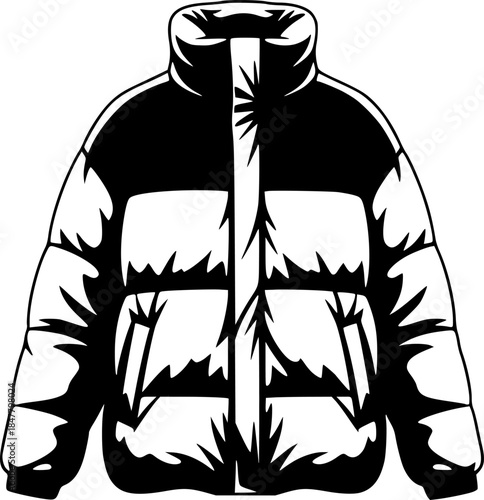 Puffer Jacket Winter Clothing Vector Silhouette Icon