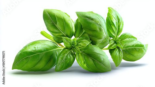 Fresh green basil leaves arranged elegantly for culinary purposes