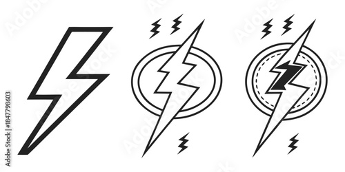 Lightning icon vector isolated on white background. Bolt icon vector. Energy and thunder electric icon.