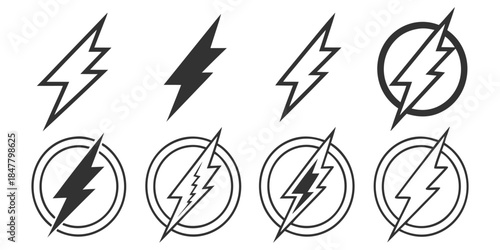 Lightning icon vector isolated on white background. Bolt icon vector. Energy and thunder electric icon.