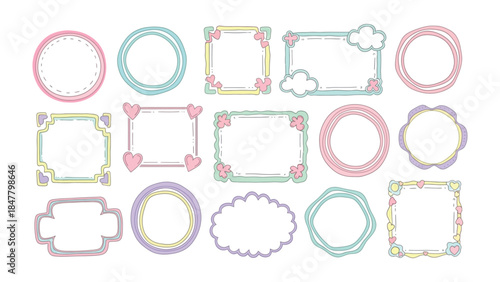 Pastel Frame Collection: A delightful collection of pastel frames in various shapes, perfect for adding a touch of whimsy and elegance to your designs.