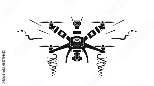 Drone flying through the air with motion lines