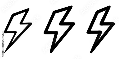 Lightning icon vector isolated on white background. Bolt icon vector. Energy and thunder electric icon.