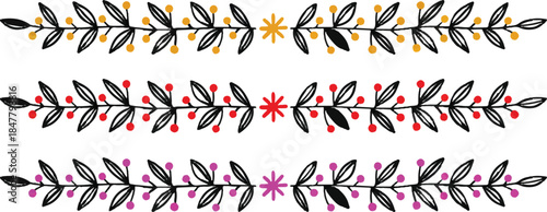 christmas dividers set. hand drawn ornamental winter holiday text decor border, xmas floral underline, vector collection hand drawn design elements, create christmas dividers set.