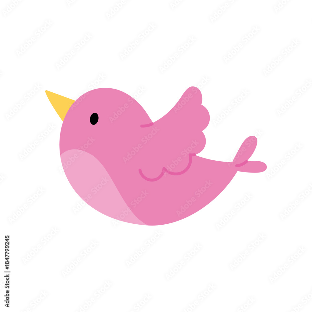 Naklejka premium Cute pink bird. Flat style vector illustration