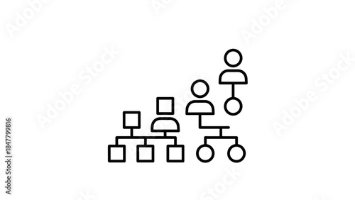 Minimalistic Organizational Chart Illustration Depicting Hierarchical Structure
