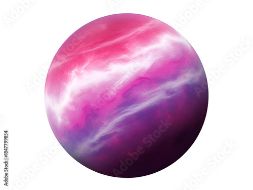 Abstract Pink Purple Planet. Cosmic Sphere Illustration. on white background