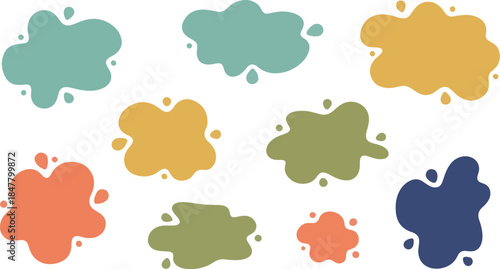 Colorful abstract paint splatters and ink blots vector set illustration