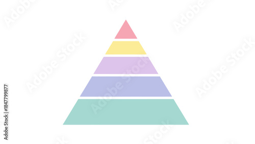 Minimalistic Multicolored Hierarchical Pyramid Illustration with Soft Pastel Tones