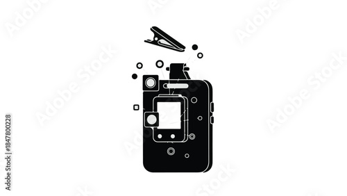 Disassembled smartphone with scattered parts on white background