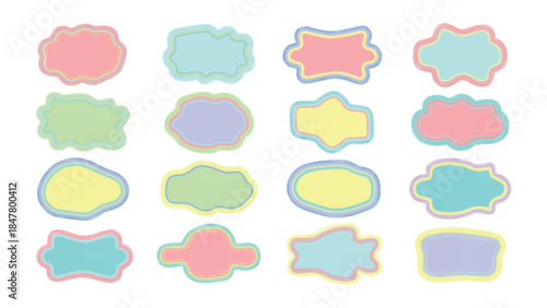 Collection of Pastel Frames: A captivating assortment of pastel-colored frames, each boasting a unique and enchanting shape, perfect for enhancing design projects.