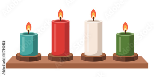 Candles flame light wax burning colorful decoration celebration holiday advent, perfect for christmas themes,