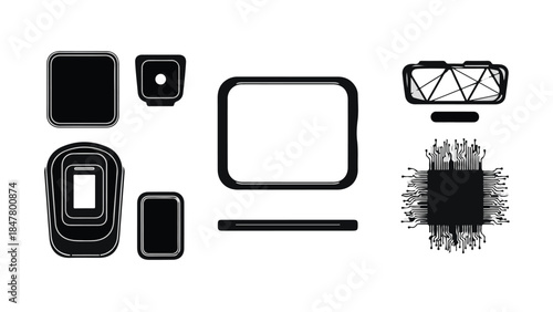 Collection of various electronic components and circuit board elements