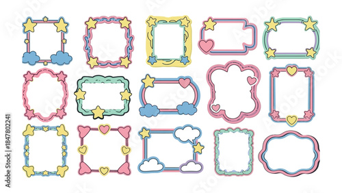Decorative Frame Collection: A vibrant collection of decorative frames in various shapes, sizes, and colors, perfect for adding a touch of whimsy and charm to any creative project.