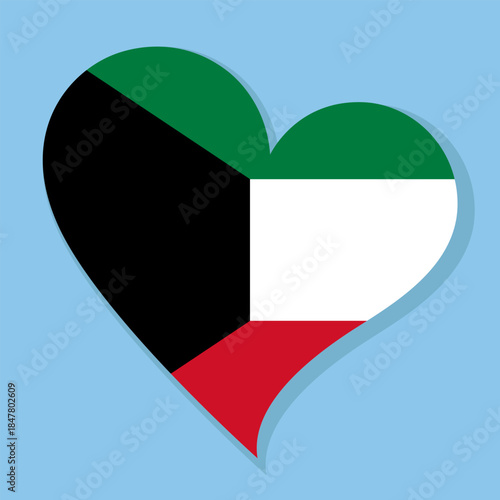 Free Download Isolated national flag of Kuwait. Love flag of The State of Kuwait. Kuwait heart-shaped flag vector illustration color background. - GFXLoad