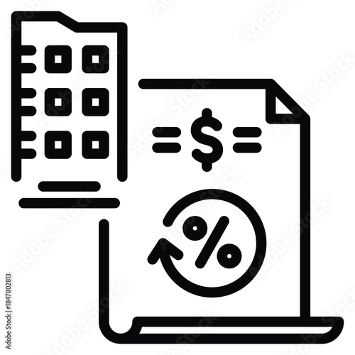 Corporate Tax Icon Line Vector Illustration