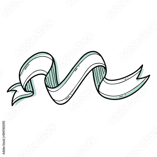 A decorative hand drawn blank white ribbon banner for your message
