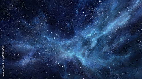 An amazing view of the interstellar inky space. The cosmic view features shimmering stars and nebulas in the celestial expanse