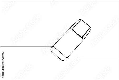 Rubber eraser one continuous line art drawing concept, vector art minimalist illustration design