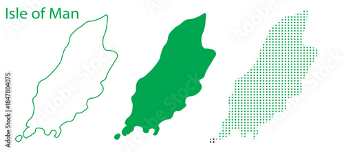 Isle of Man Map Vector Set, Europe Outline Silhouette Dotted Green Shapes, Isle of Man Territory Infographic Template, Editable EPS Isle of Man Geography
