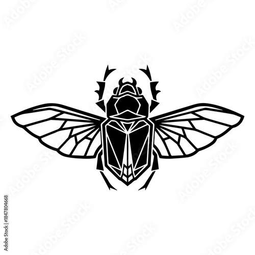 Geometric Beetle Design with Spread Wings Modern Insect Art Icon