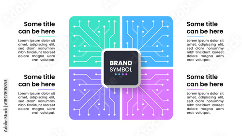 Infographic template. Square chip with 4 steps
