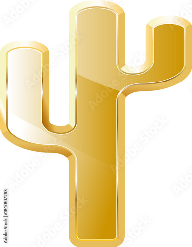 cactus gold icon. Isolated on transparent background.
