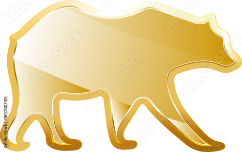 Bear gold icon. Isolated on transparent background.