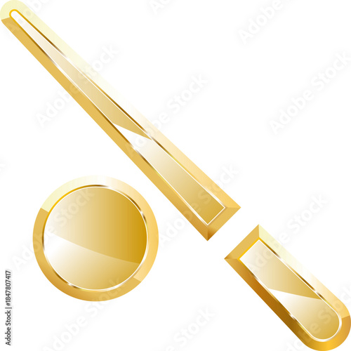 Billiards gold icon. Isolated on transparent background.