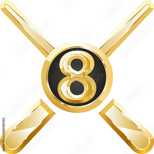 Billiards gold icon. Isolated on transparent background.
