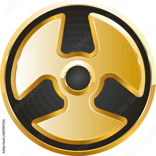 Bobbin audio gold icon. Isolated on transparent background.
