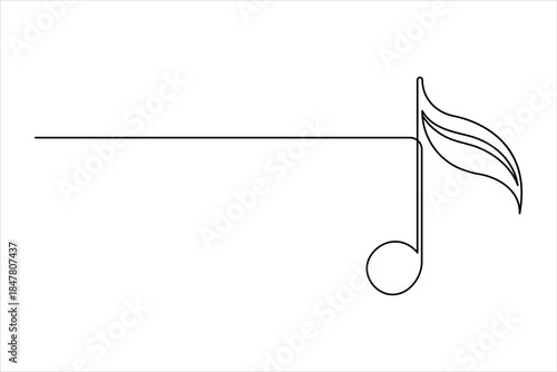 Continuous music note design one line art drawing of music notation musical concept illustration