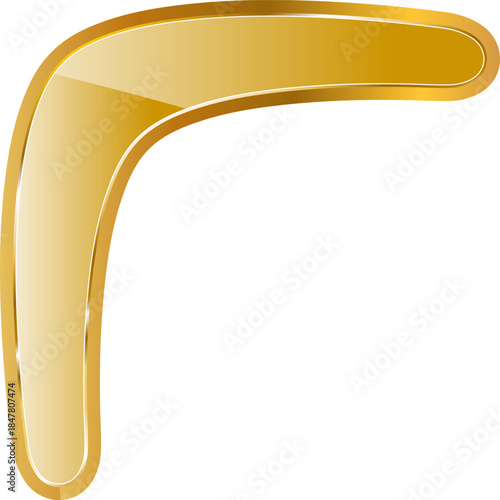 Boomerang gold icon. Isolated on transparent background.