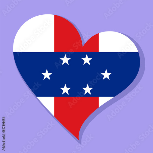 Free Download Isolated national flag of Netherlands Antilles. Love flag of Netherlands Antilles. Netherlands Antilles heart-shaped flag vector illustration color background. - GFXLoad