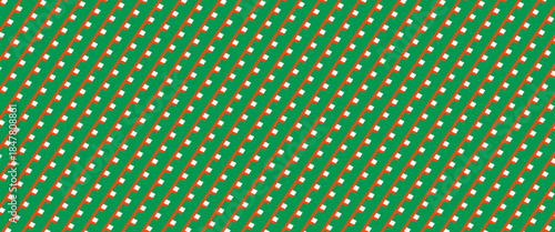 Christmas seamless pattern. Red and green diagonal stripes background. Candy cane repeating decoration wallpaper. Winter holiday lines backdrop. Xmas peppermint present wrapping print design. Vector
