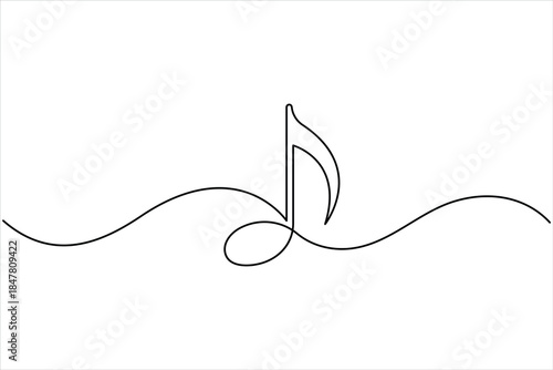 Continuous music note design one line art drawing of music notation musical concept illustration
