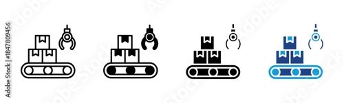 Manufacturing icon set multiple style collection