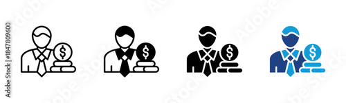 Investor icon set multiple style collection