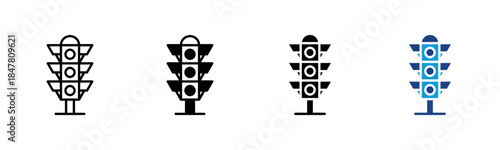 Traffic icon set multiple style collection