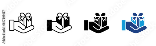 Gift icon set multiple style collection