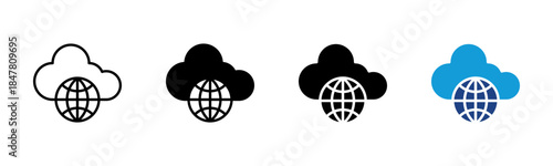 Cloud Computing icon set multiple style collection
