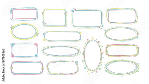 Creative Sketch Frame Elements: A collection of hand-drawn sketch frame elements in various shapes and sizes, perfect for adding a touch of personality and visual appeal to designs.