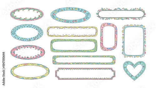 Vibrant Frame Set: A collection of exquisitely designed frames, each a unique masterpiece of color and pattern, offering a creative backdrop for any message or artwork.